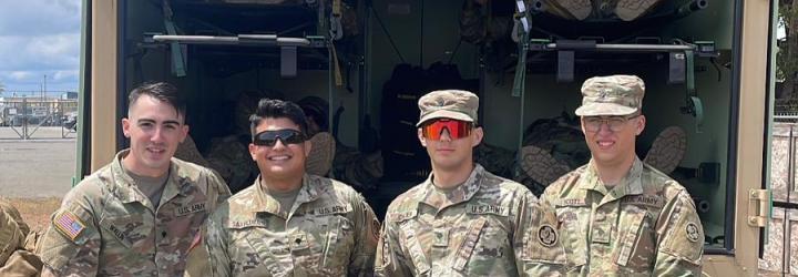 Eduardo Saavedra and three fellow soldiers