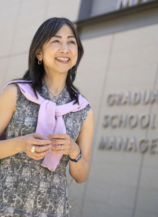 Ayako Yasuda outside Gallagher Hall