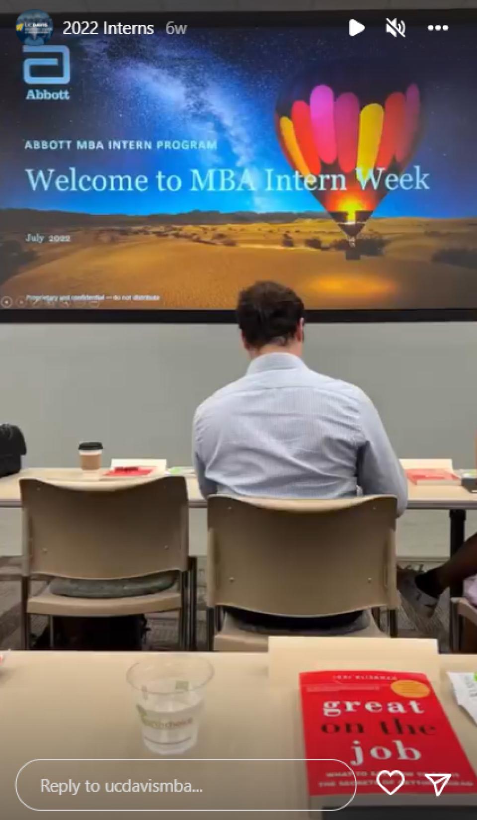 Cindy Liu MBA 23 shares photo from Intern Week at Abbott