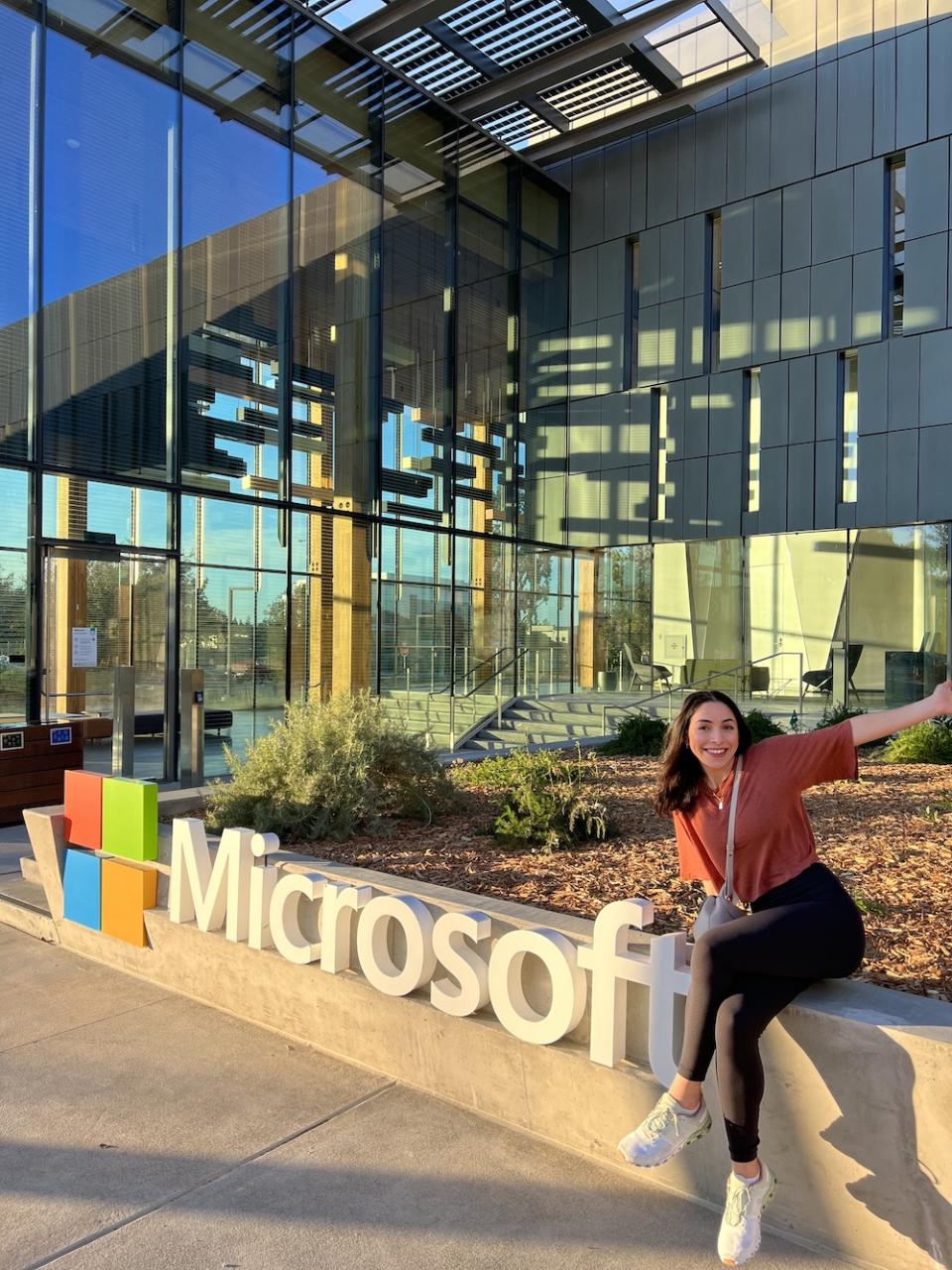 Meschi in front of Microsoft building