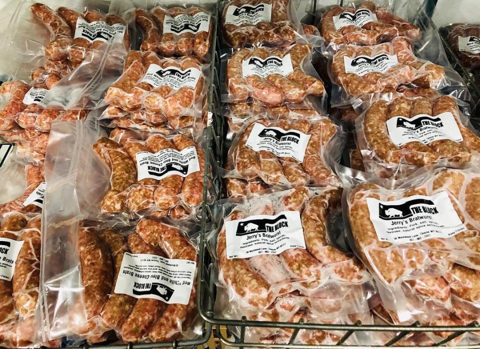 Packaged meats displayed in a store