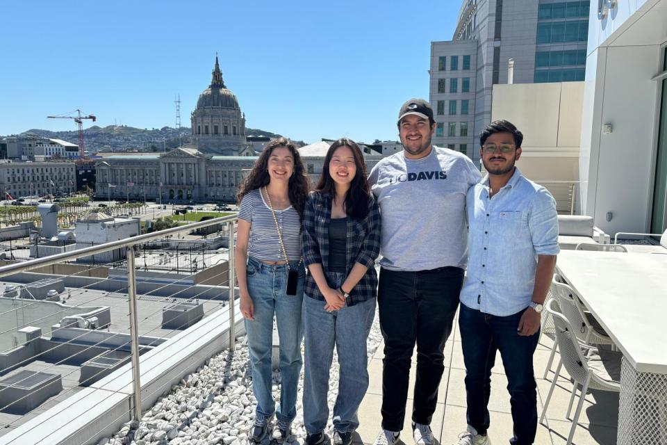 MSBA students wearing UC Davis sweaters in San Francisco